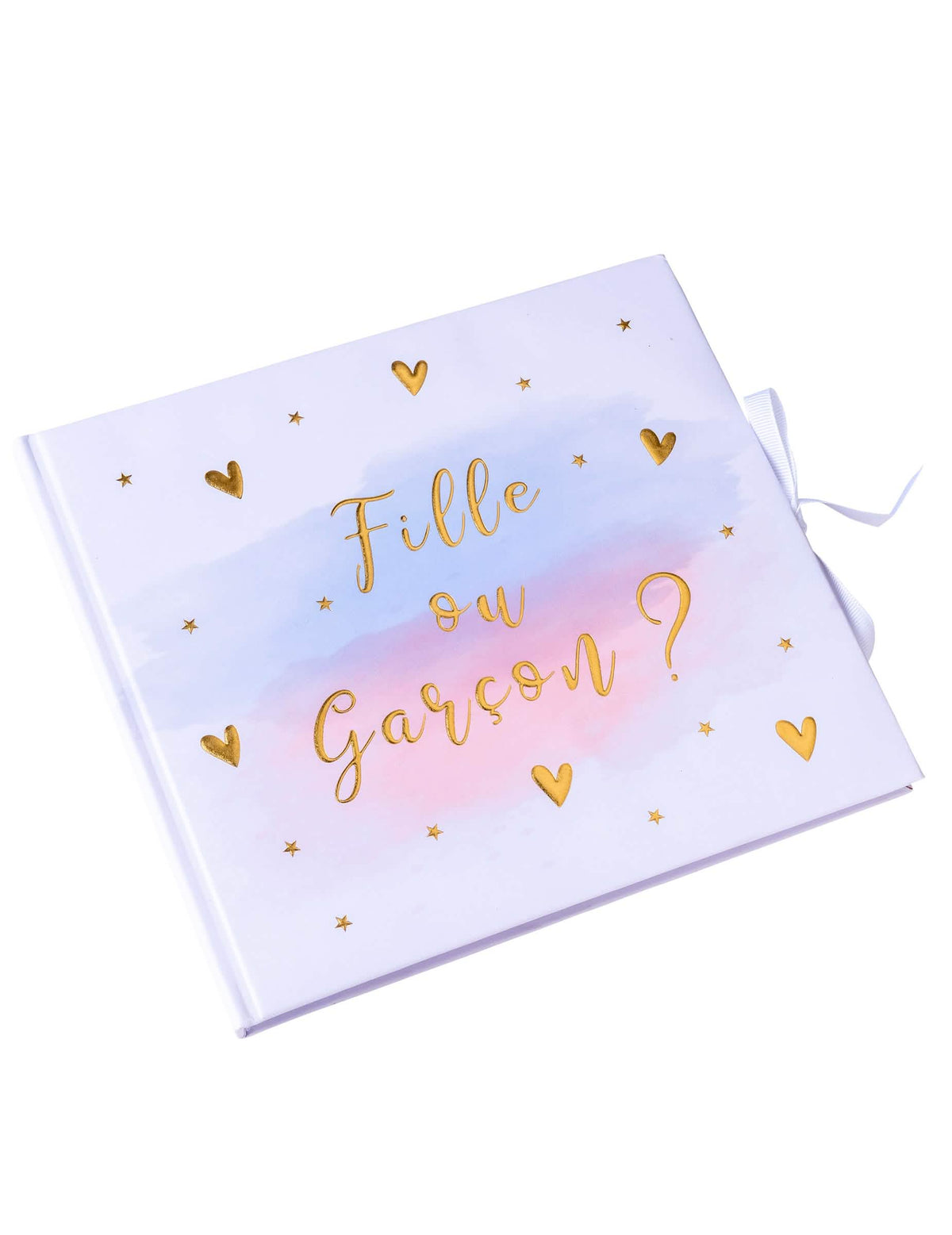 Livre d'or Fille ou garçon pour baby shower rose bleu et or