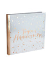 Livre d'or joyeux anniversaire pour fête blanc et rose gold avec étoiles