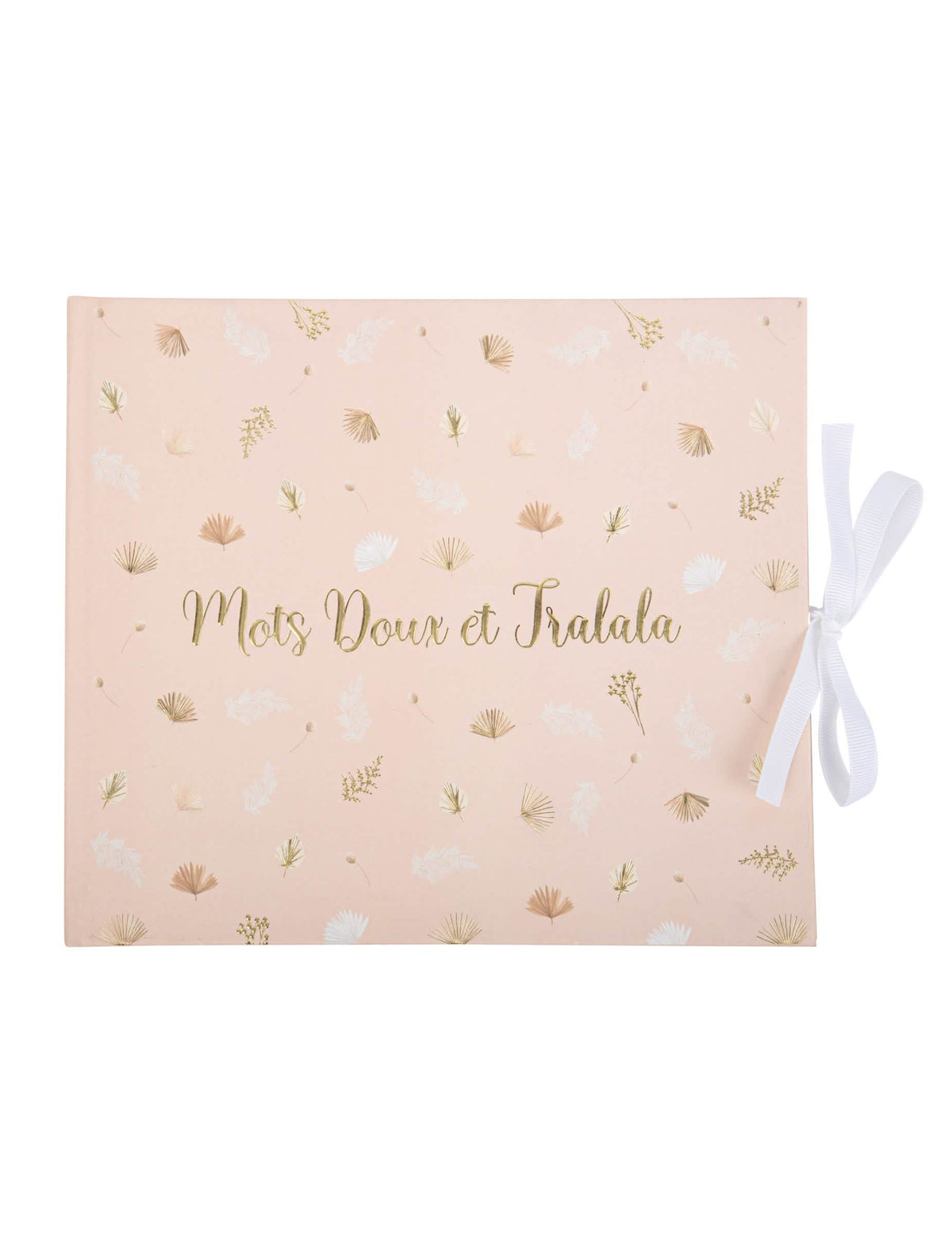 Livre d'or boho pour fête blush et or avec ruban