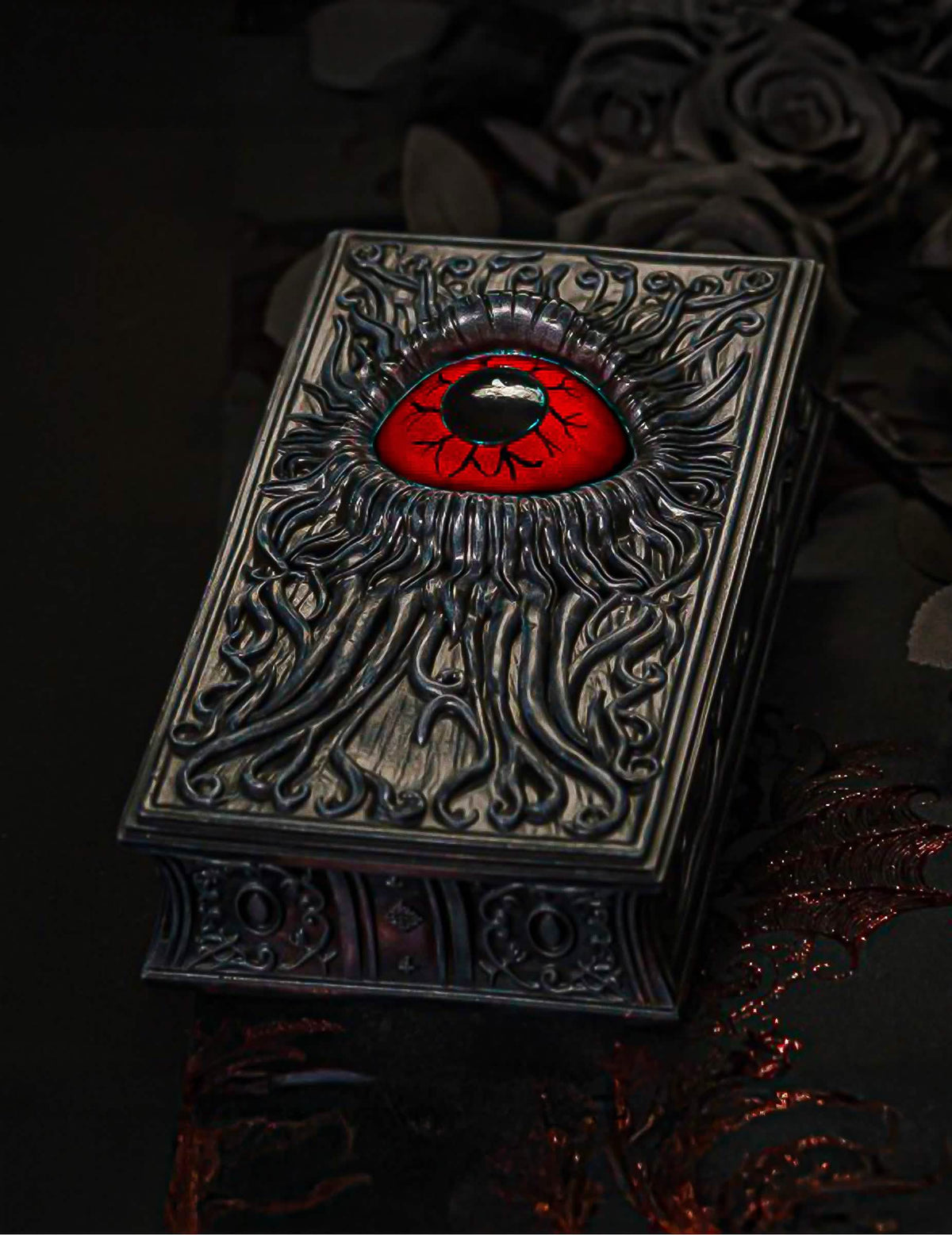Halloween Deko-Buch mit rotem Auge 20 cm