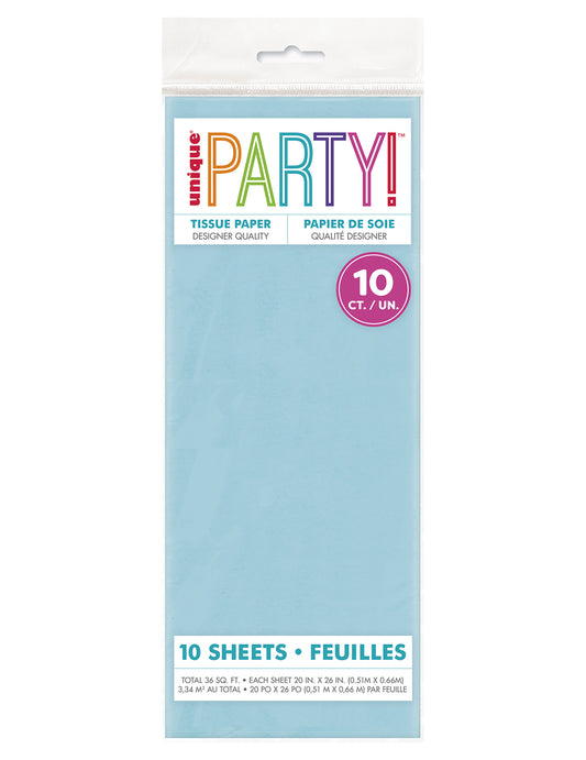 10er Packung Seidenpapier Hellblau - 10 Bögen