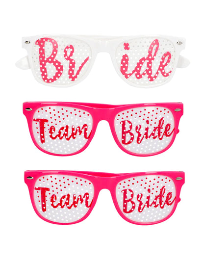 Set aus 3 Brillen Team Bride und Bride to be für Erwachsene