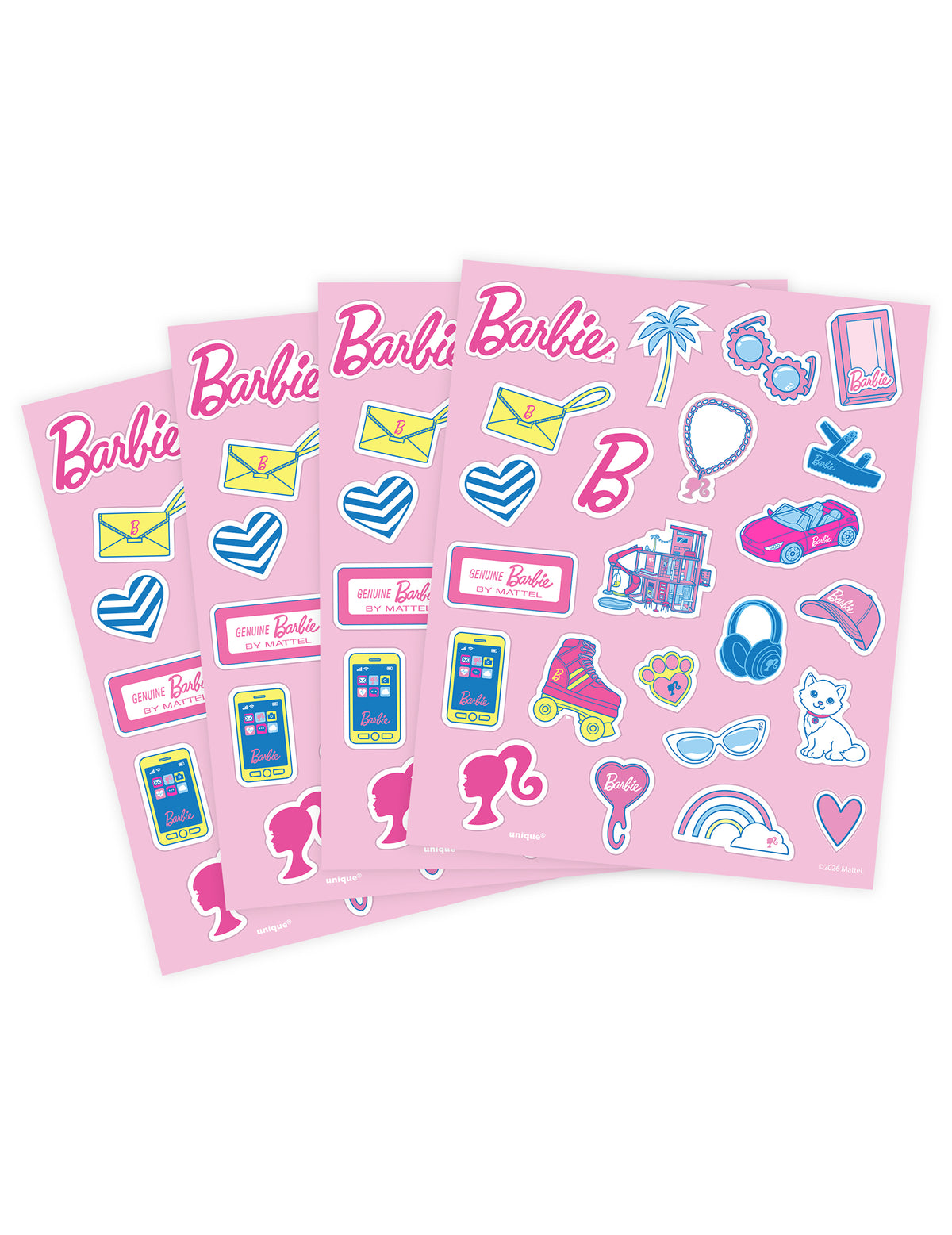 4er Set Barbie™ Aufkleber-Bögen