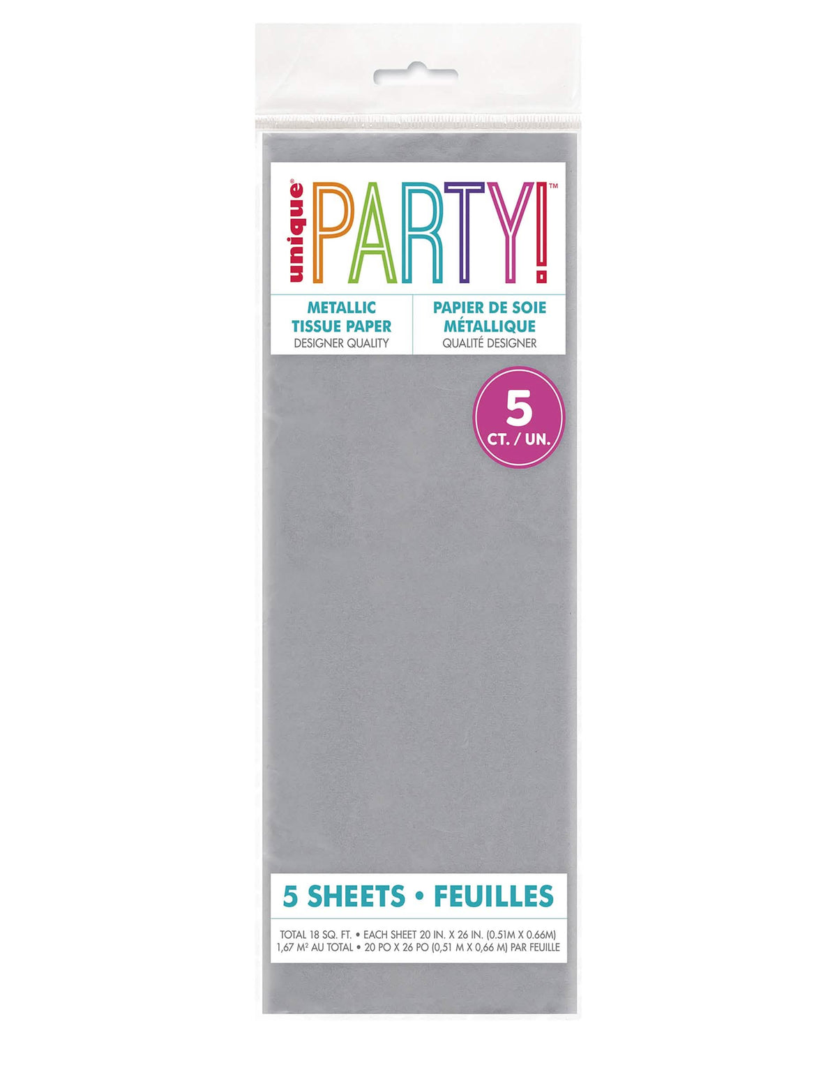 5 Blätter Seidenpapier in Metallic-Silber