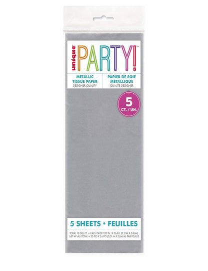 5 Blätter Seidenpapier in Metallic-Silber