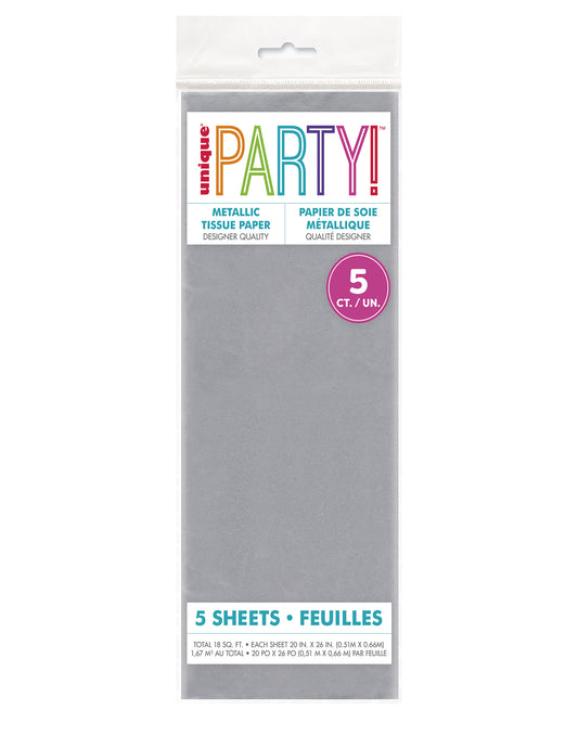 5 Blätter Seidenpapier in Metallic-Silber