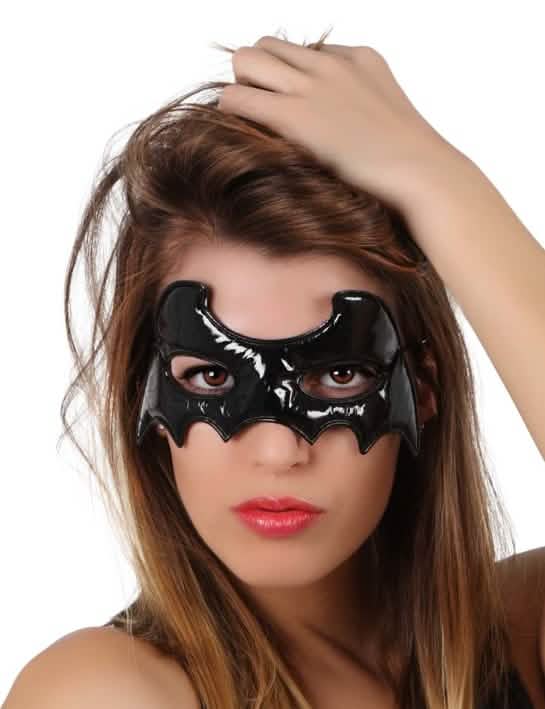 Fledermaus-Halloween-Maske für Damen Schwarz glänzend