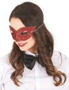 Loup vénitien pailleté pour adulte rouge