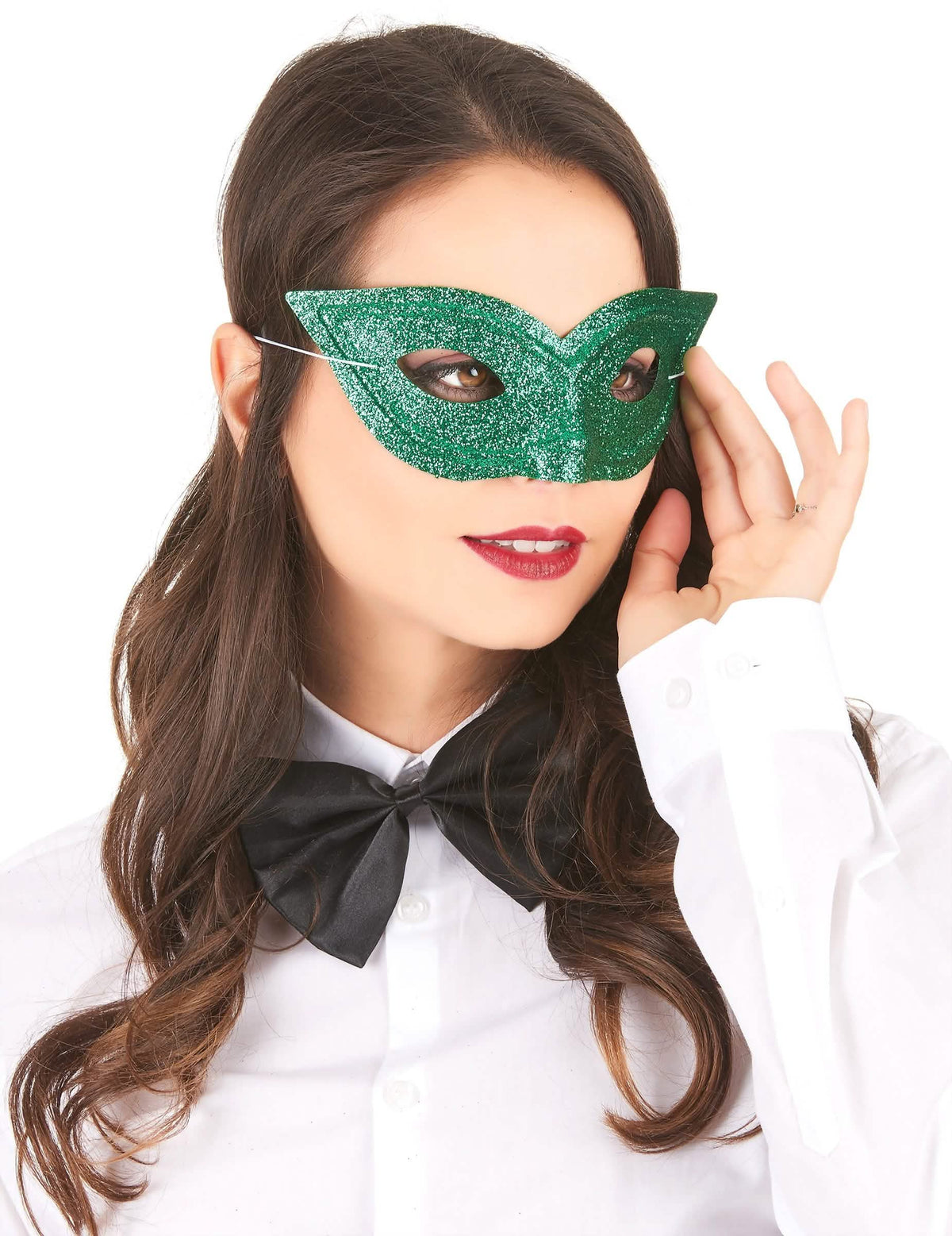Glitzernde venezianische Maske für Erwachsene Grün