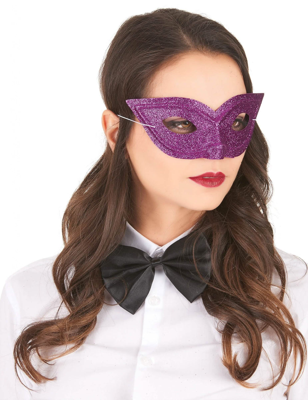 Venezianische Maske für Erwachsene violett glitzernd