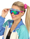 Blaue 80er-Jahre-Brille mit Visier für Erwachsene