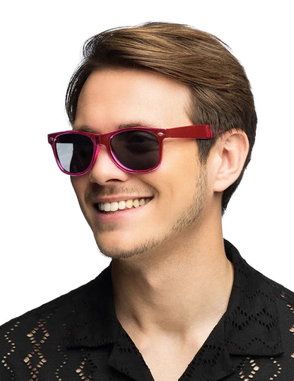 Vue de profil des lunettes blues pour adulte rose métallique