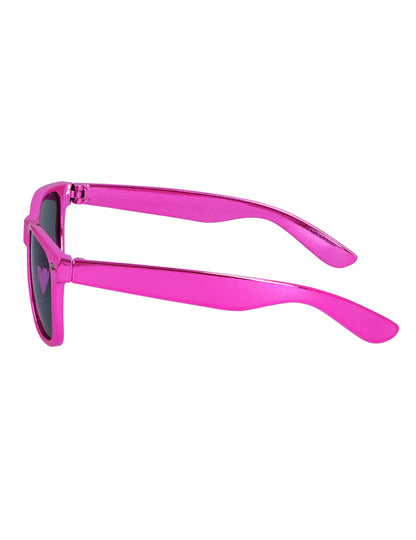 Vue de profil des lunettes blues pour adulte rose métallique