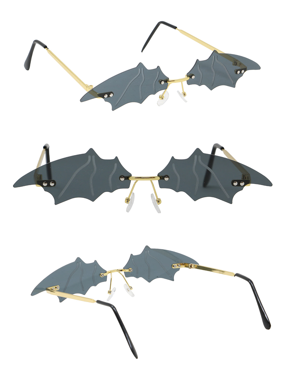 Schwarze Fledermausflügelbrille für Erwachsene