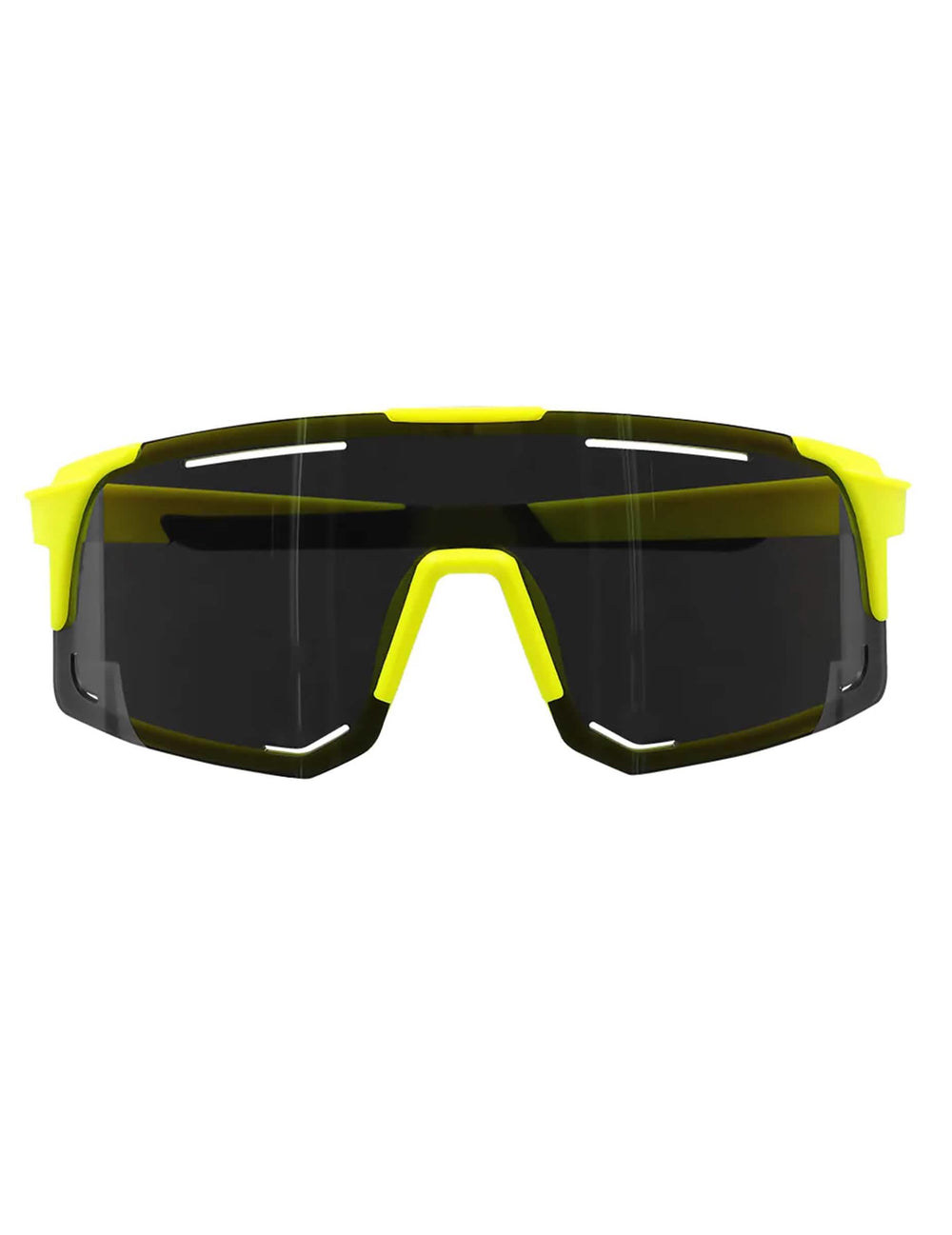 Vue de face des lunettes de fête jaune fluo pour adulte réactives aux UV Blacklight