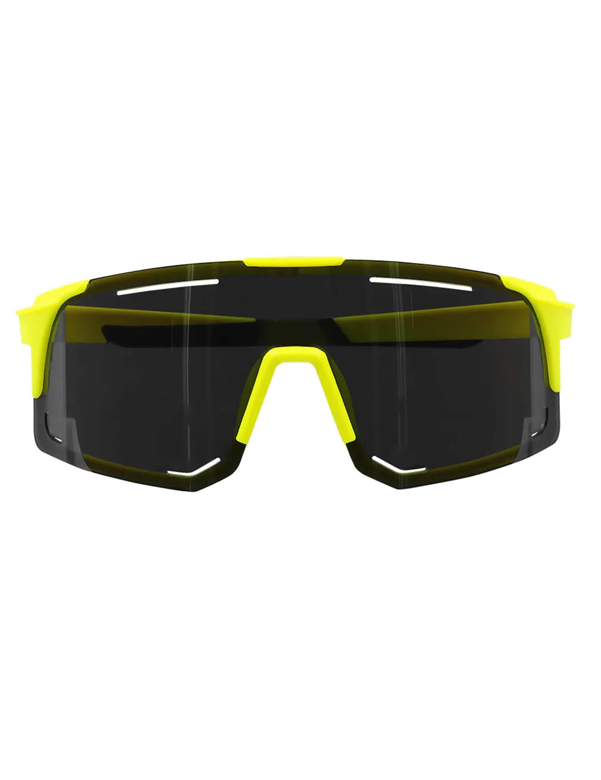 Vue de face des lunettes de fête jaune fluo pour adulte réactives aux UV Blacklight