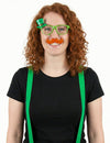 Lunettes humoristiques avec moustache Saint Patrick pour adulte vertes et orange avec mini chapeau