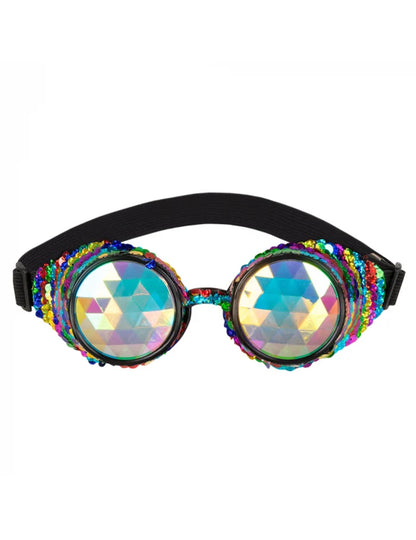 Lunettes party arc-en-ciel pour adulte multicolores à paillettes kaléidoscopiques