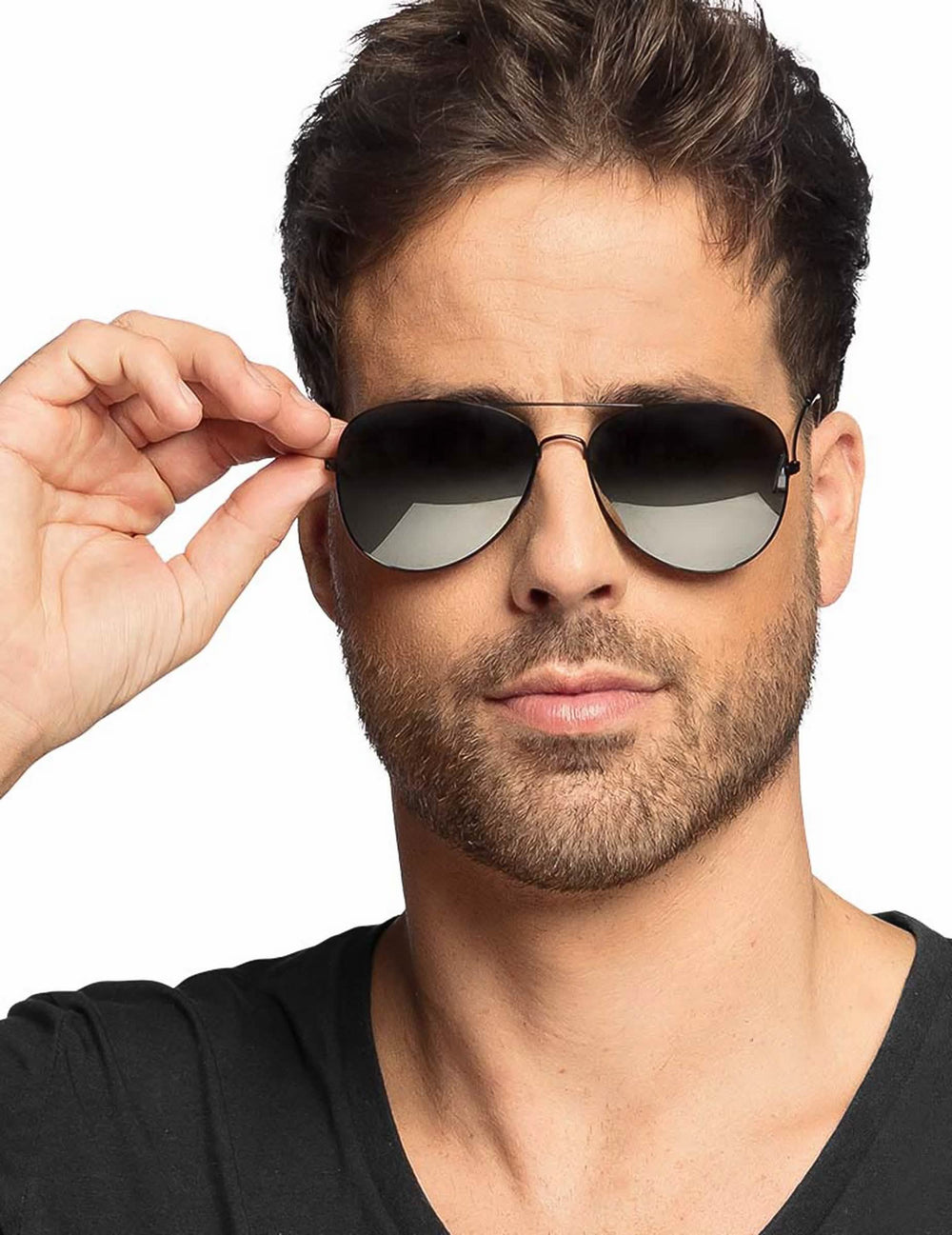 Gros plan du rendu porté des lunettes de police pour adulte