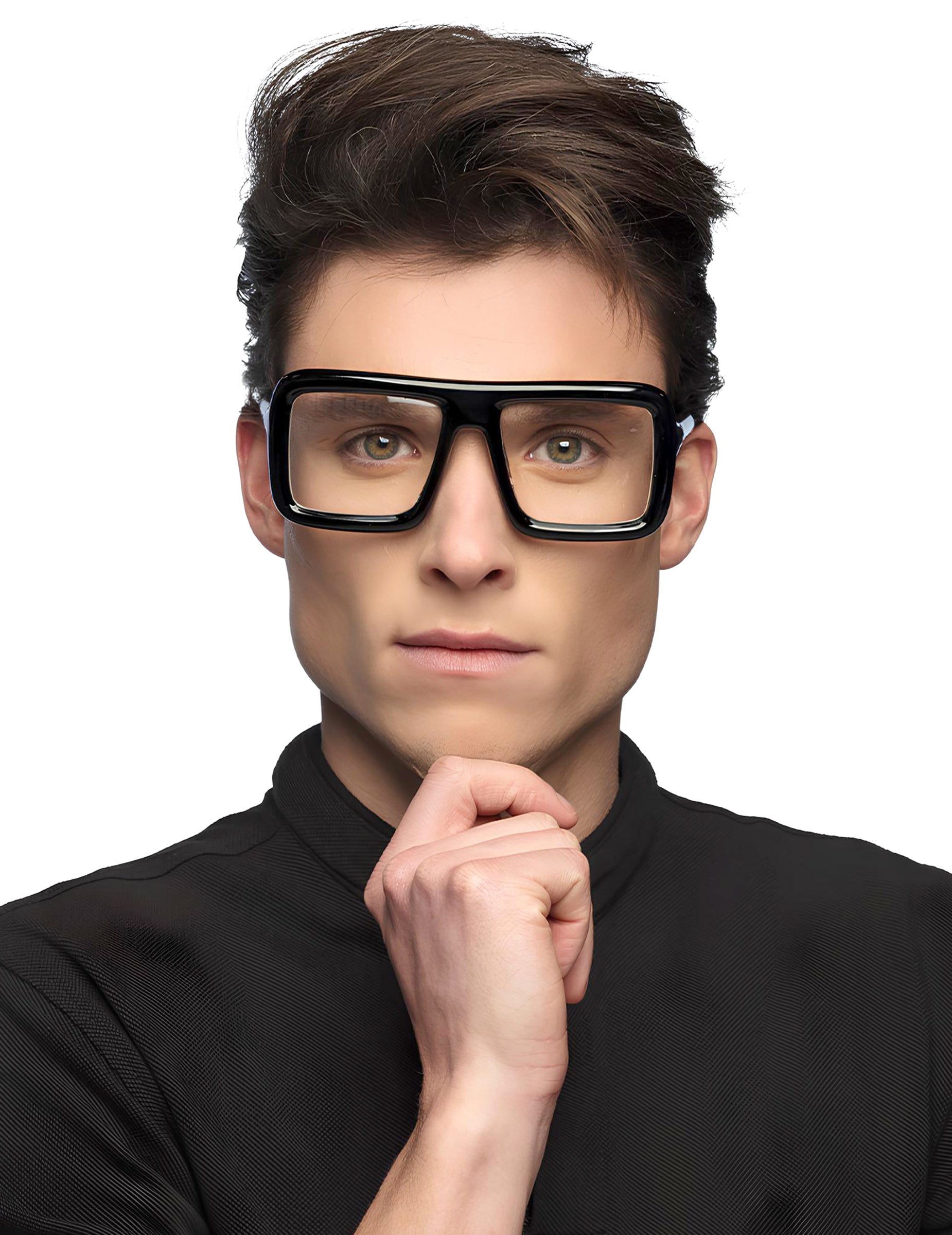 Lunettes retro pour adulte noires à monture épaisse