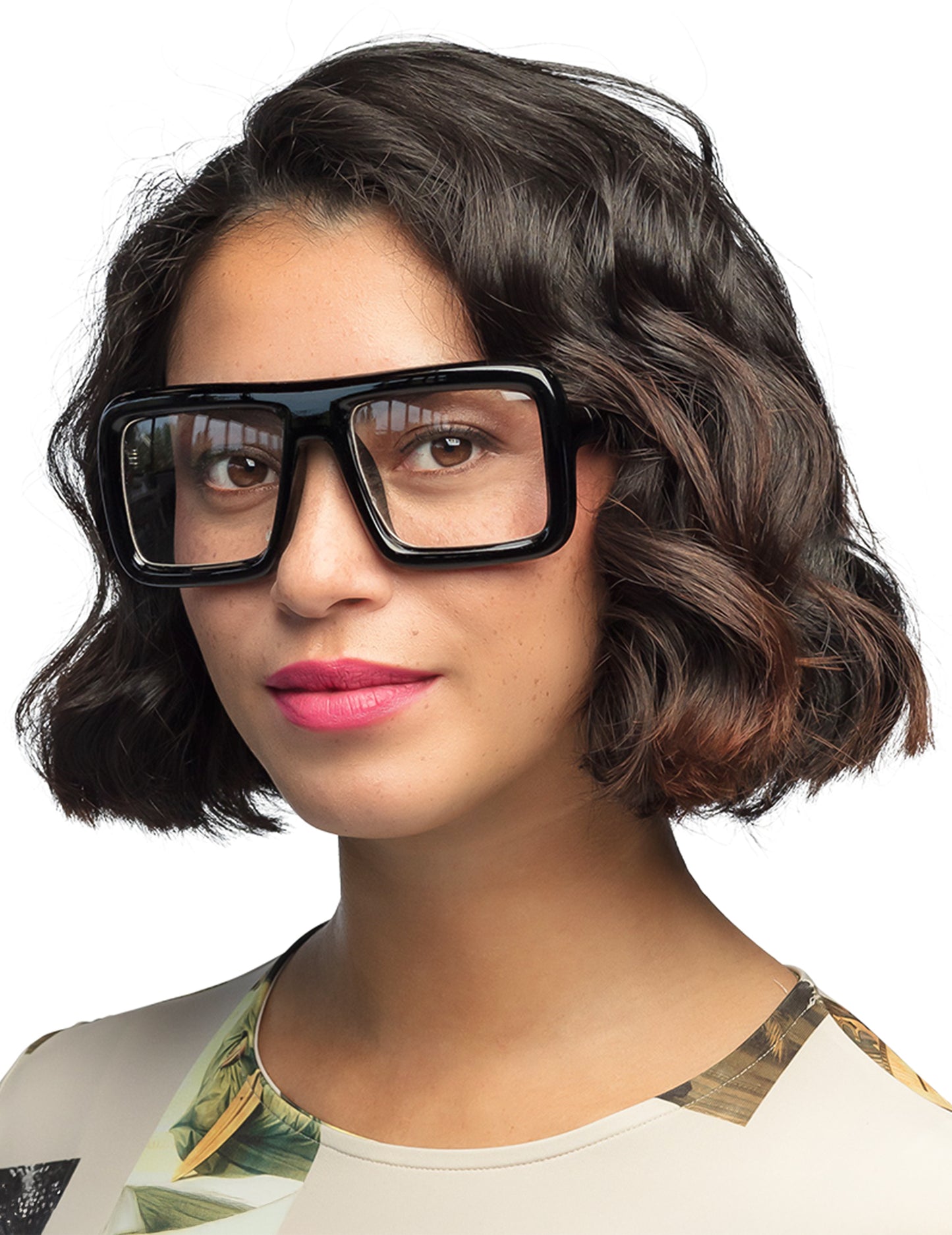 Vue de face des lunettes retro pour adulte noires