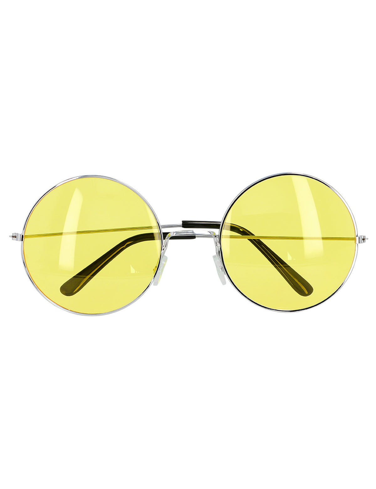 Gros plan sur les verres des lunettes rondes hippies géantes