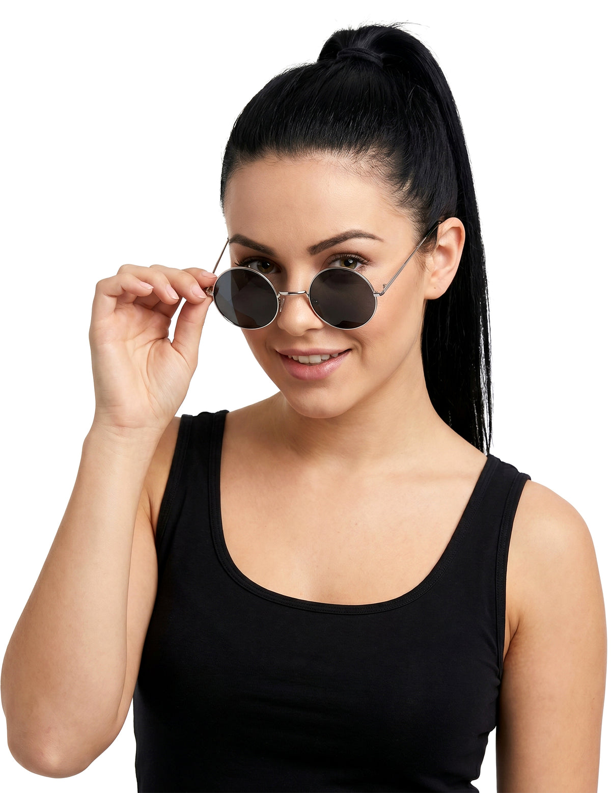 Schwarze runde Hippie-Brille für Erwachsene