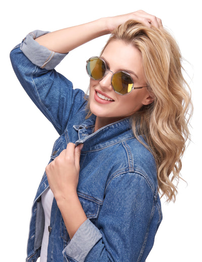 Runde Retro-Brille silber-metallic
