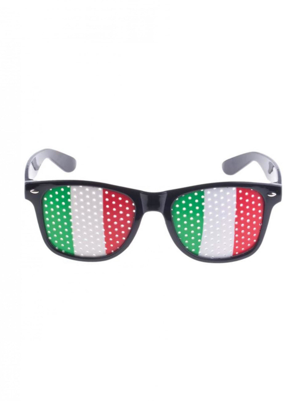 Lunettes supporter drapeau Italie pour adulte monture noire et verres perforés tricolores