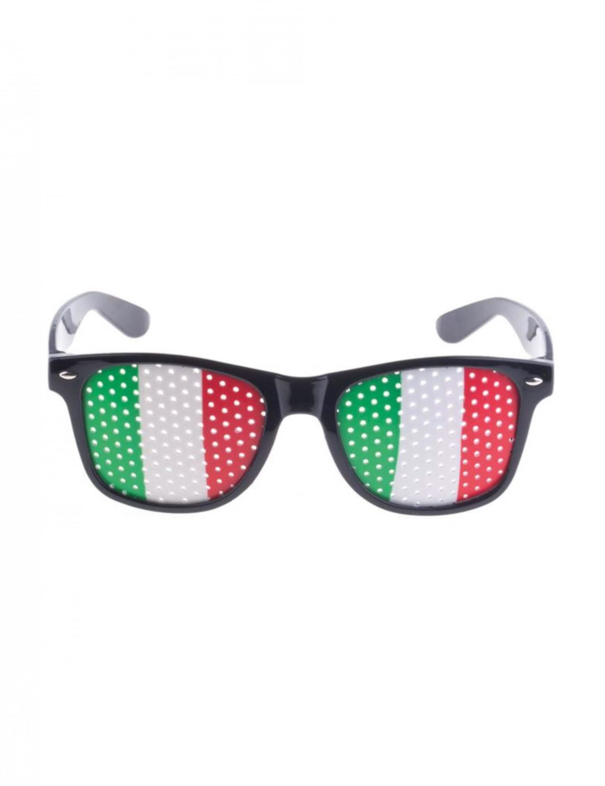 Lunettes supporter drapeau Italie pour adulte monture noire et verres perforés tricolores
