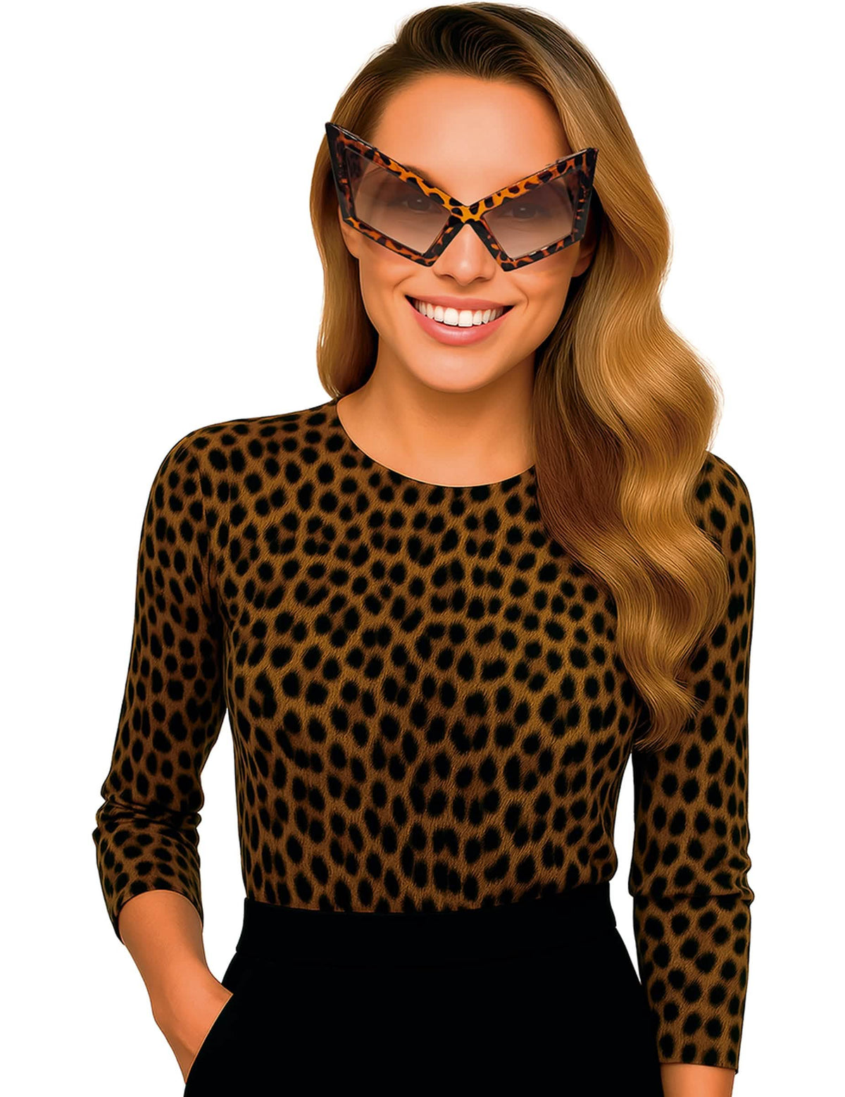 Vue de face des lunettes tendance léopard pour adulte