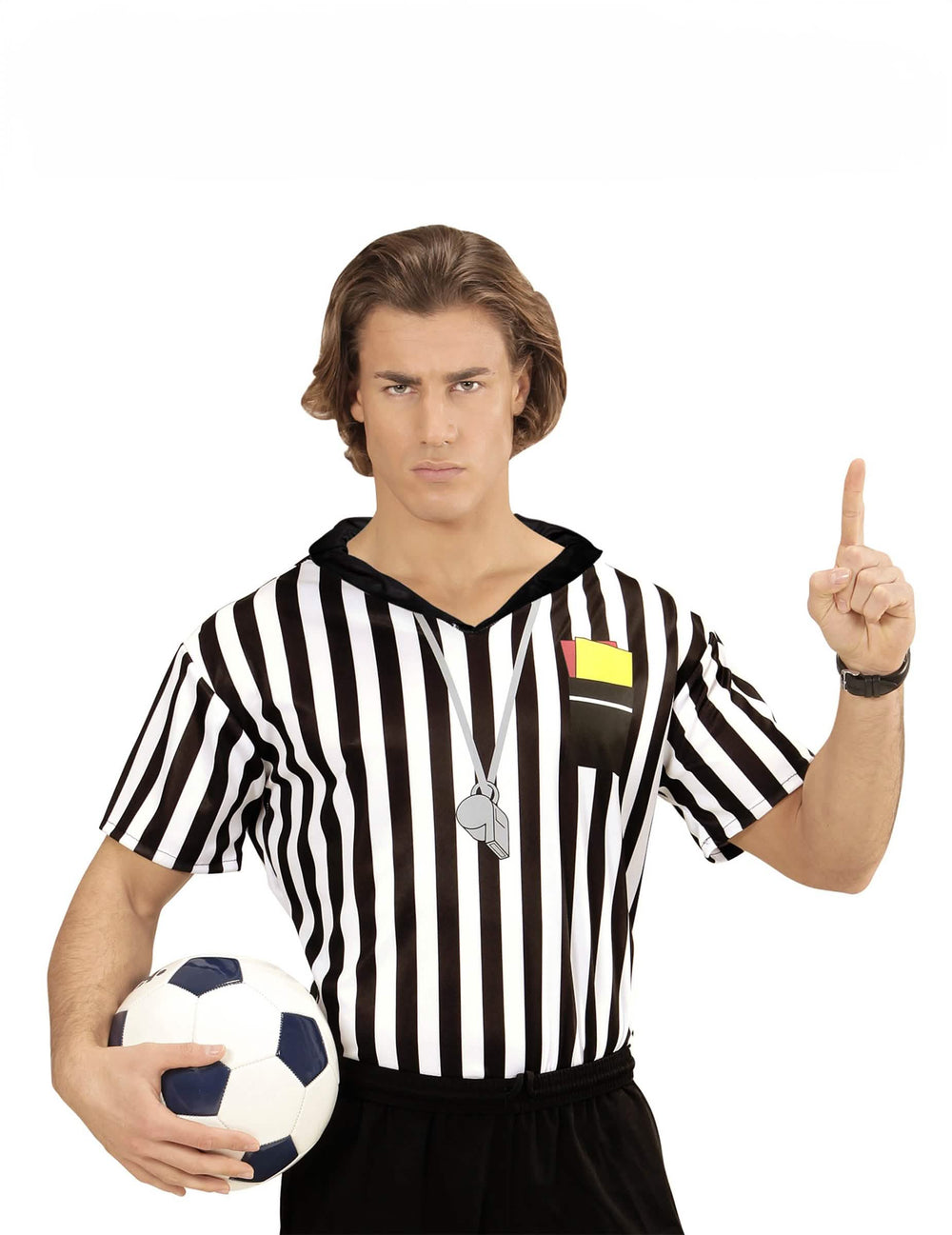 Maillot d'arbitre pour adulte à rayures noires et blanches