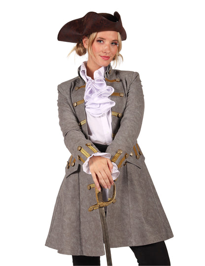 Grauer Piratenmantel für Damen - Langschnitt