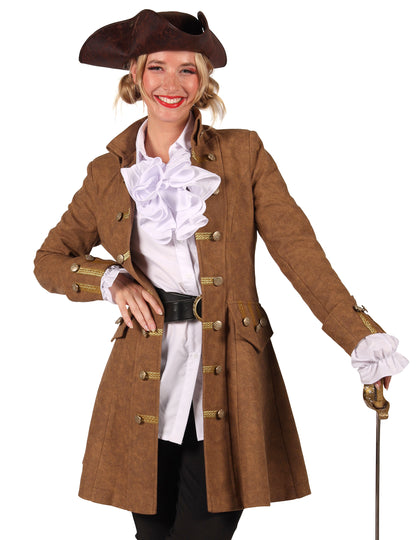 Langer Piratenmantel in Braun für Damen