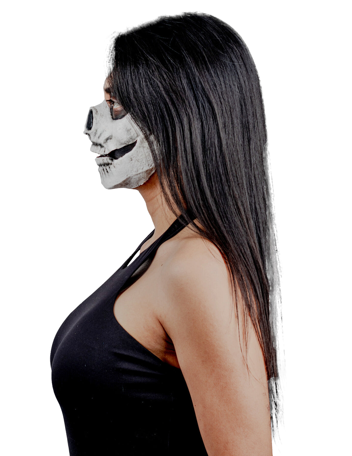 Vue de profil du maquillage squelette