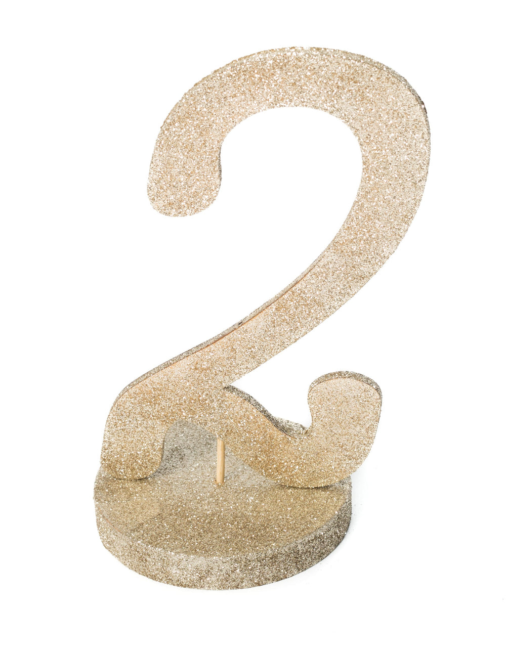 Centre de table chiffre 2 bois pailleté champagne sur socle