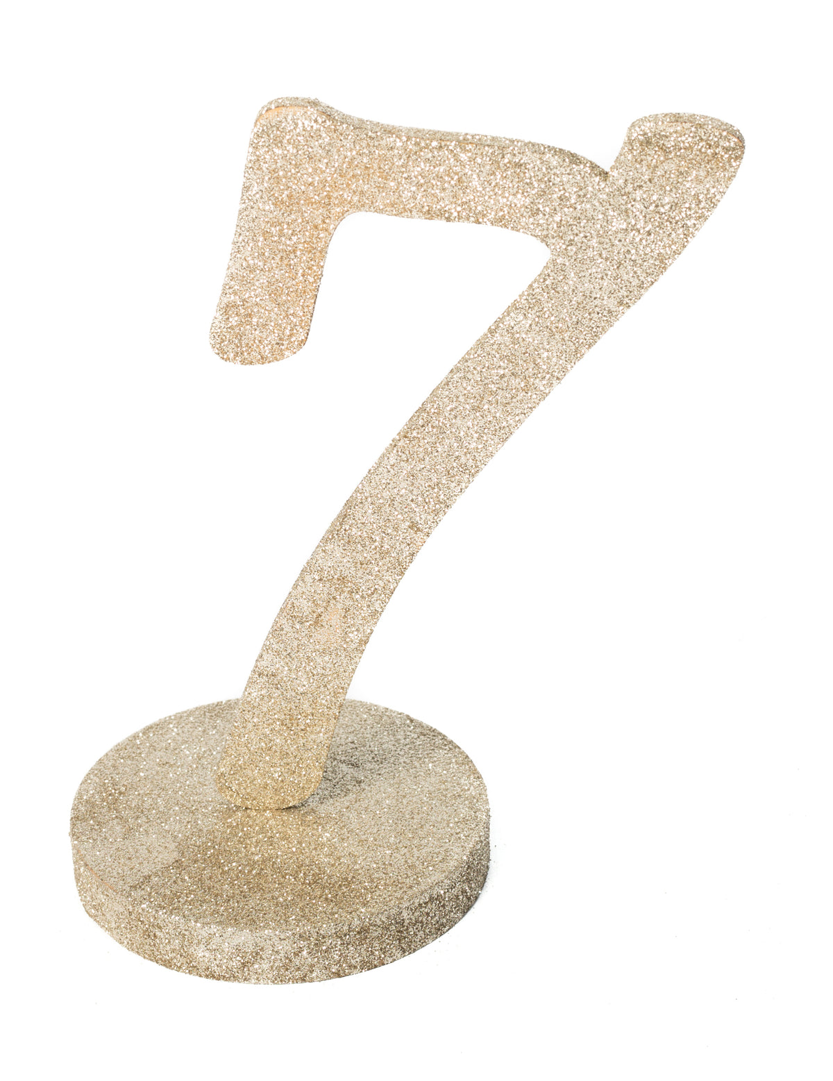 Centre de table chiffre 7 bois pailleté champagne sur socle
