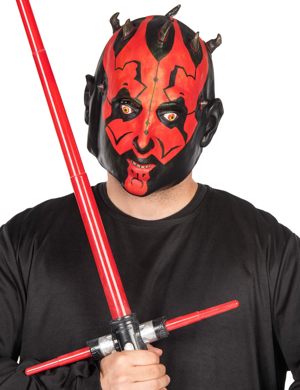 Maske 3/4 Darth Maul Star Wars für Erwachsene Rot und Schwarz mit Hörnern