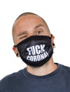 Masque cache nez imprimé Fuck Corona pour adulte noir avec texte blanc