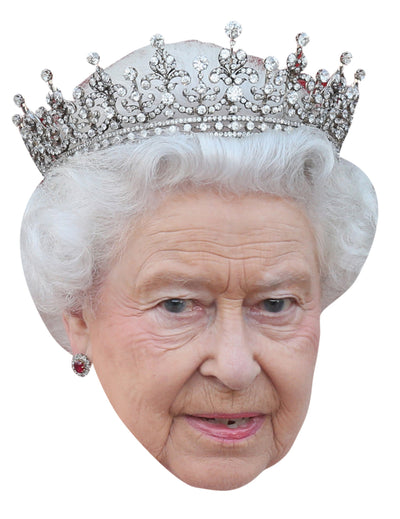 Masque carton Reine Elisabeth pour adulte avec couronne argentée