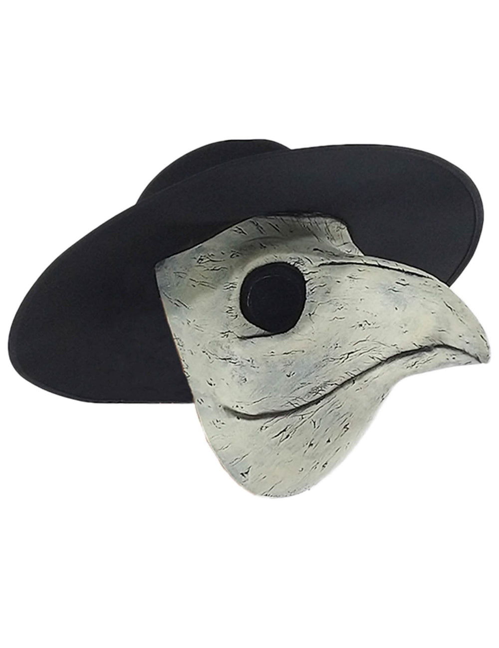 Masque de médecin de peste pour adulte blanc cassé avec chapeau noir
