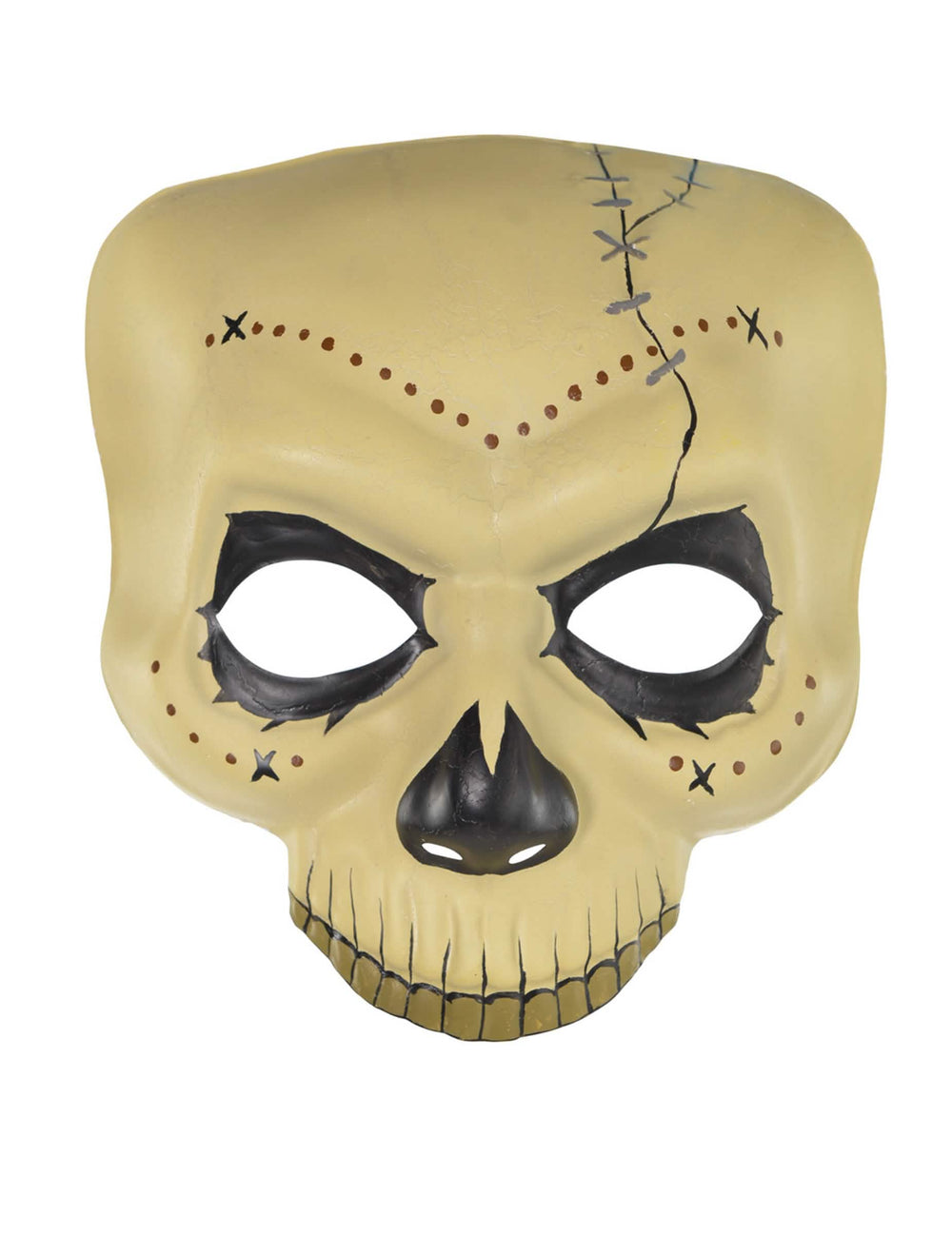 Zauberer-Maske Tag der Toten für Erwachsene beige mit Narben und schwarzen Motiven