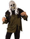 Masque et perruque zombie pour adulte blanc aux longs cheveux synthétiques