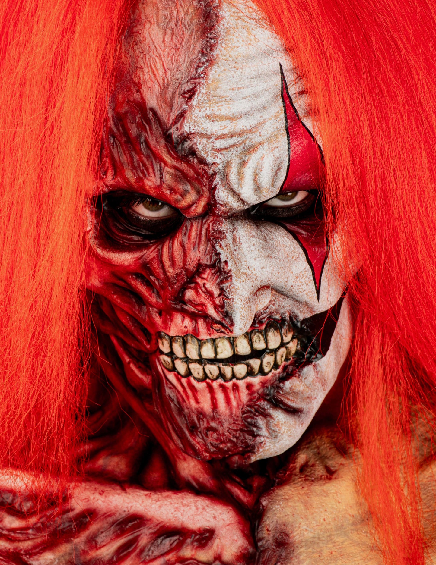 Masque hyper réaliste clown double face premium adulte