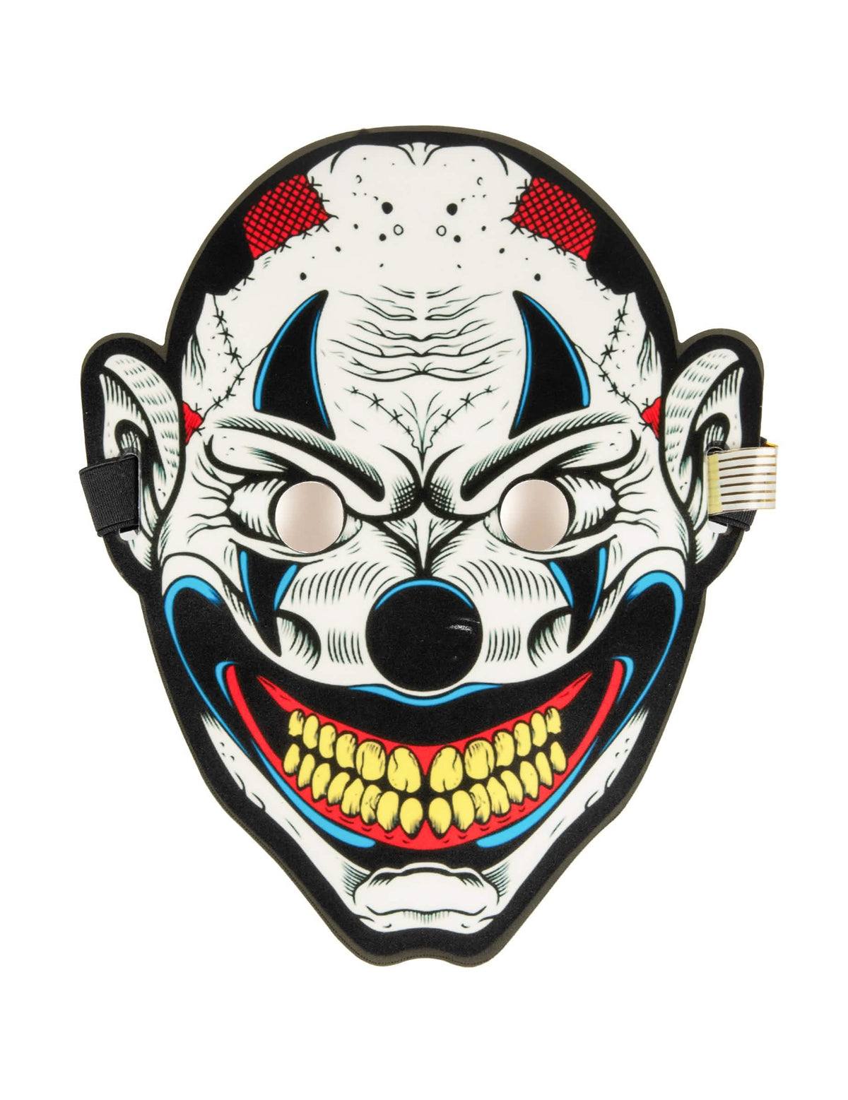 Masque joker lumineux pour adulte blanc noir et rouge