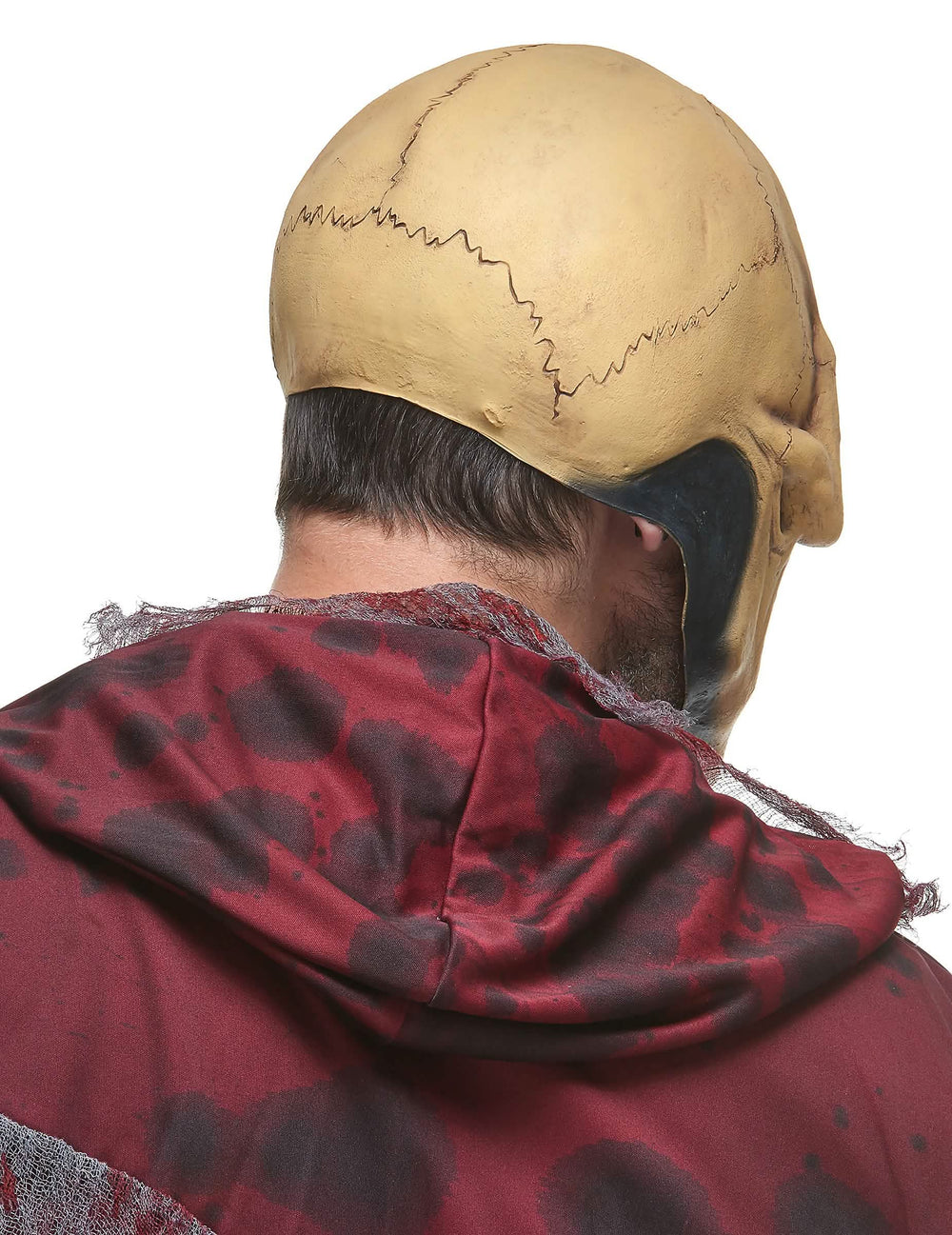 Vue de dos du masque latex crâne effrayant