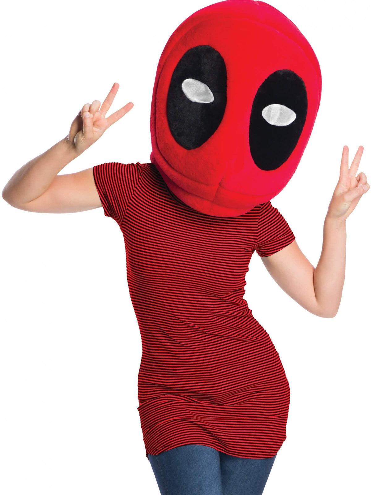 Masque mascotte Deadpool pour adulte rouge et noir en peluche