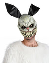 Masque méchant lapin phosphorescent pour adulte blanc et noir avec grandes dents