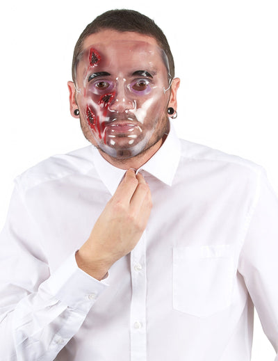 Masque plaies saignantes pour adulte transparent et ensanglanté