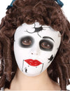 Masque poupée fissurée pour adulte blanc avec fissures noires et lèvres rouges